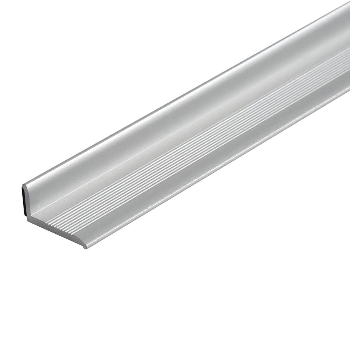 Abschlussprofil mit selbstklebender Rückseite und leicht geriffelter Oberfläche silber matt eloxiert #A0002858