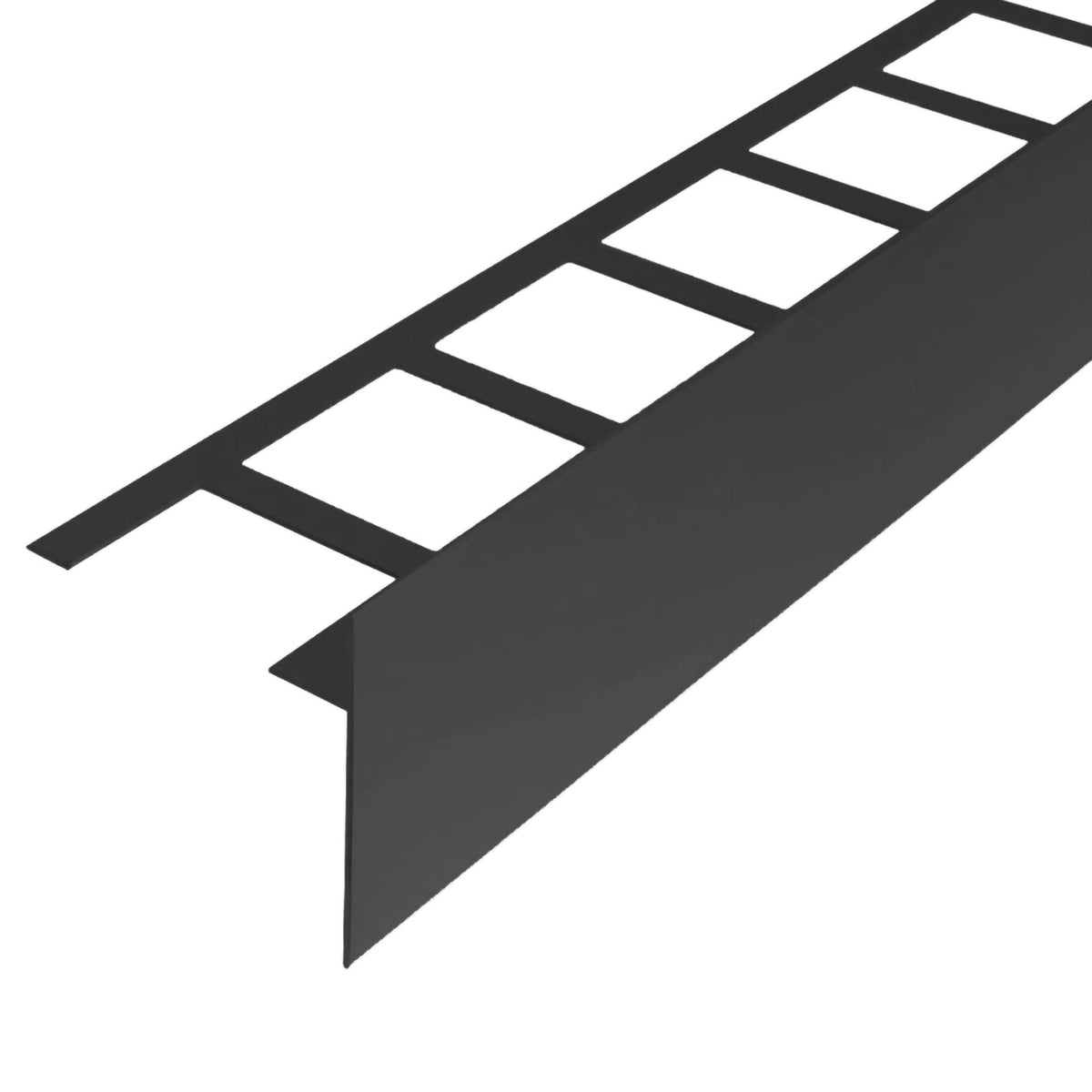 Balkonwinkelprofil T-Form anthrazit pulverbeschichtet mit quadratisch gestanztem Schenkel