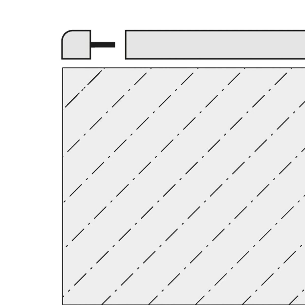 Zeichnung der Ecke für Sockelleiste Square als Endkappe verwendet