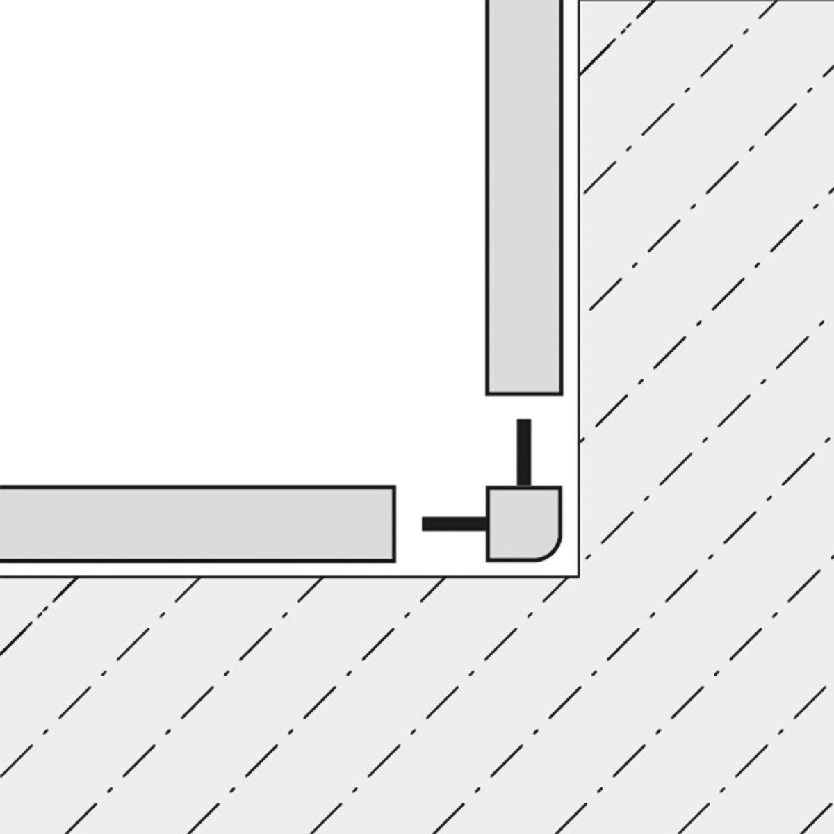 Zeichnung der Ecke für Sockelleiste Square als Innenecke verwendet