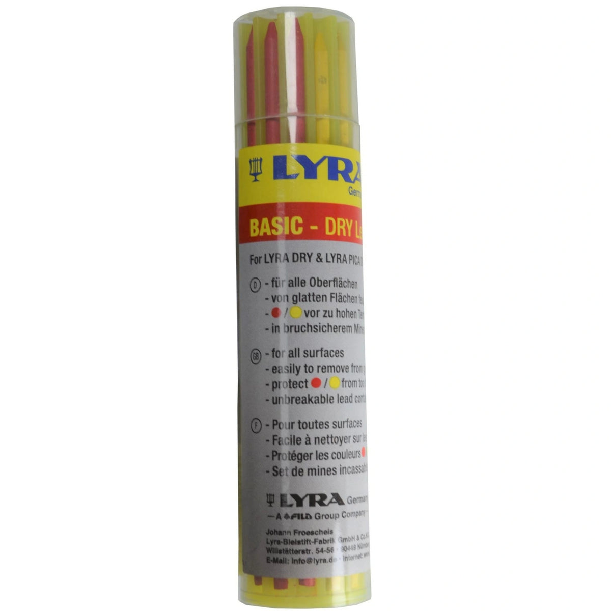 Lyra Ersatzminen gelb und rot in einer zylinderförmigen Verpackung
#A0003118