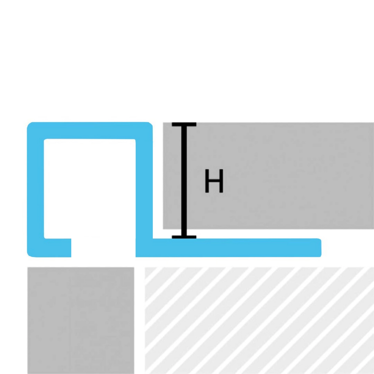 Zeichnung Quadratprofil mit angegebener Höhe H