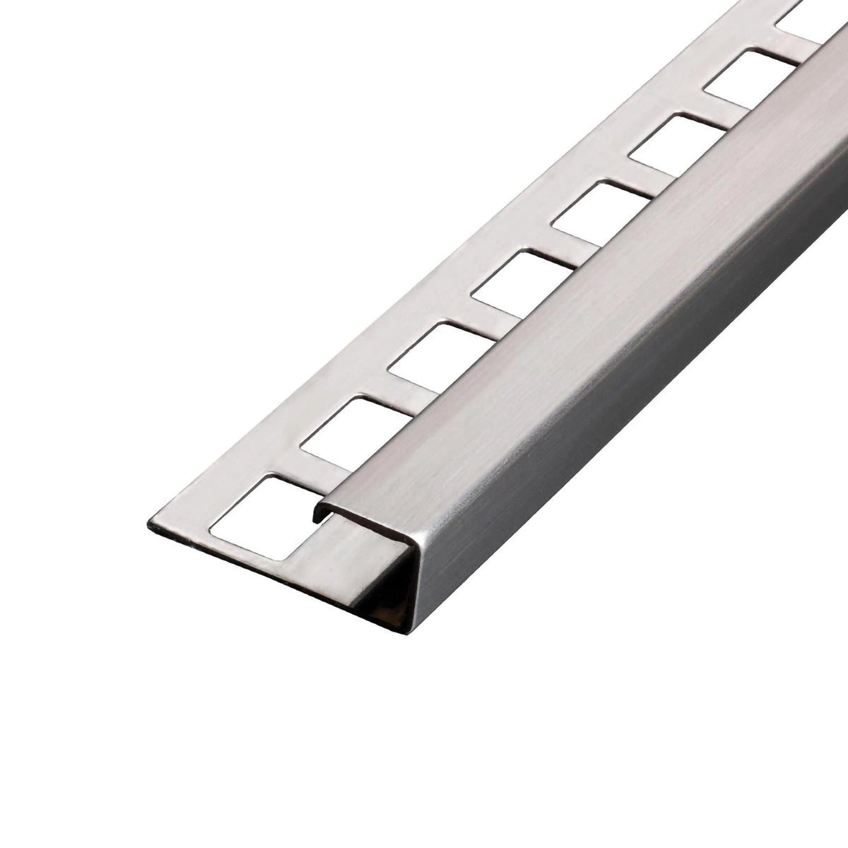 Quadratprofil Edelstahl matt feingeschliffen mit quadratisch gestanztem Schenkel