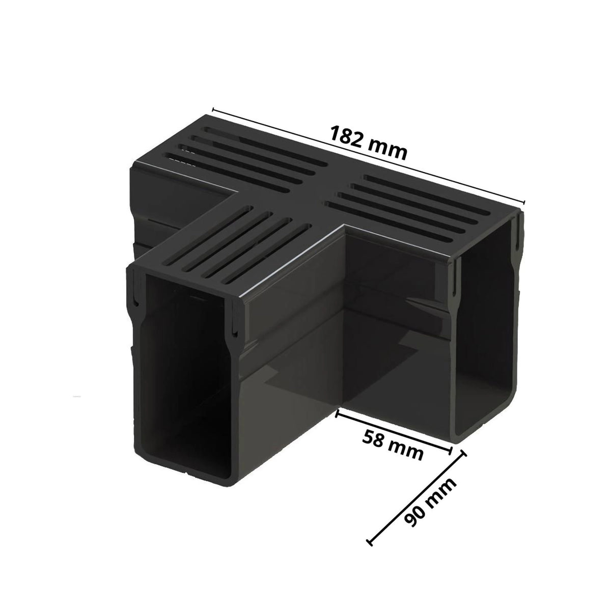 Bemaßte Zeichnung T-Stück UD Pro schwarz UDP 65 #A0003401