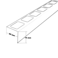 Balkonprofil L-Form in 75mm Höhe bemaßte Zeichnung #A0001268
#A0004280
#A0004281
