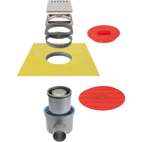 Bodenablauf Komplettset mit Folienabdichtung in den Einzelteilen #A0001438
#A0001439
