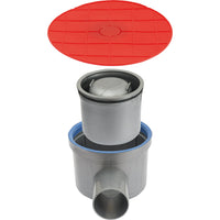 Bodenablauf waagerecht mit rotem Schutzdeckel
#A0001443 #A0001445