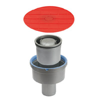 Bodenablauf senkrecht mit rotem Schutzdeckel und Siphon
#A0002305