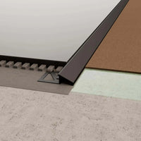 Ambientebild DURAL Anpassungsprofil TR Aluminium schwarz zwischen zwei Bodenbelägen