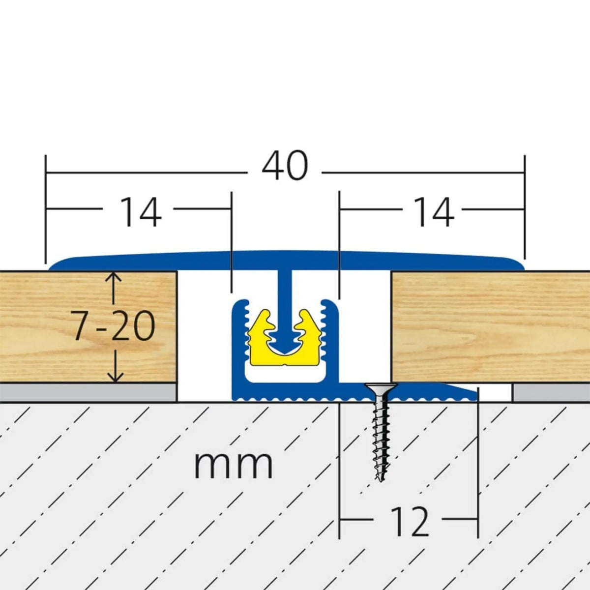 Zeichnung DURAL Übergangsprofil CLIPPER für niedrige Belagshöhen