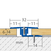 Bemaßte Zeichnung DURAL Übergangsprofil DUOFLOOR