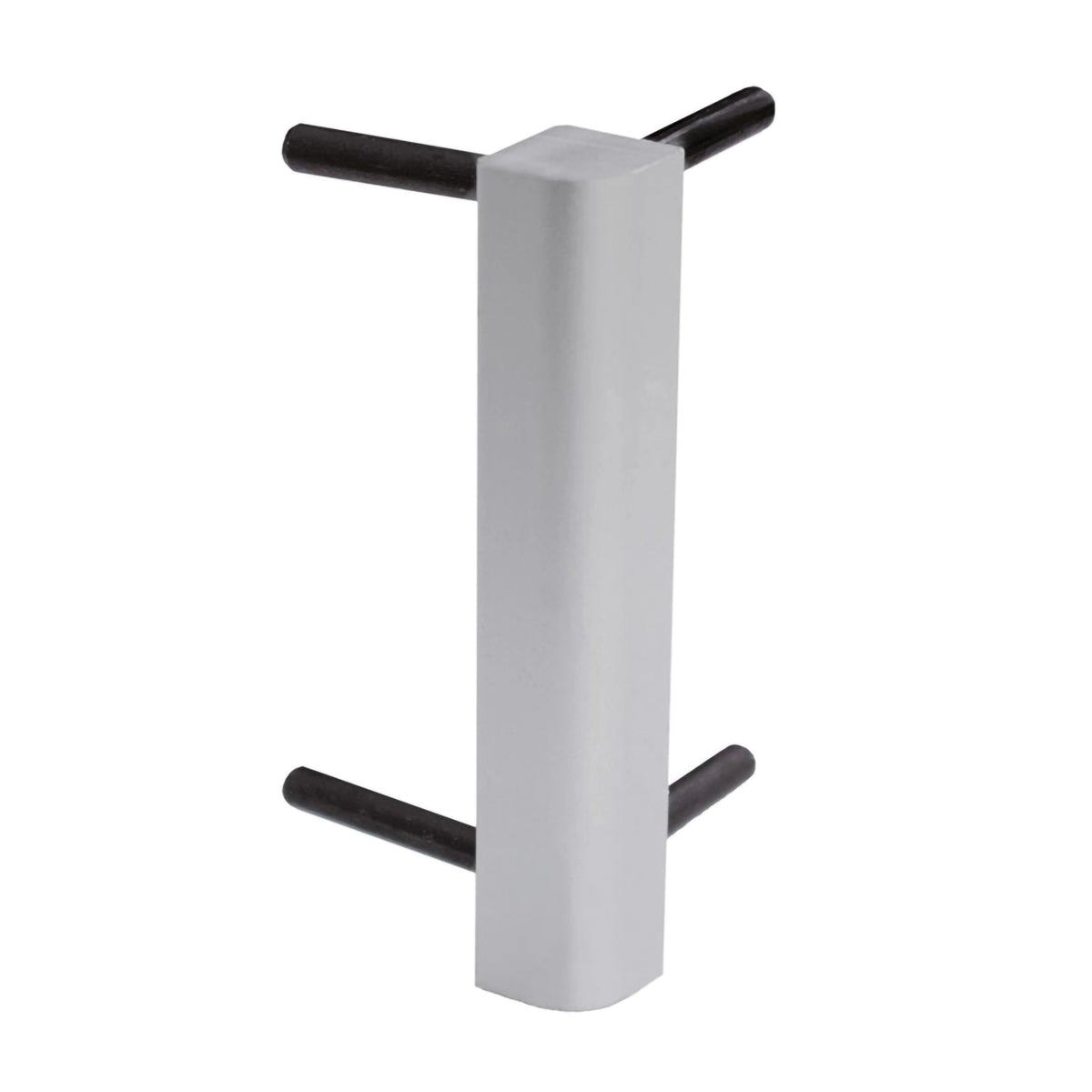 Eckstück Sockelleiste Square silber mit schwarzen Stiften zum Verbinden der Sockelleiste