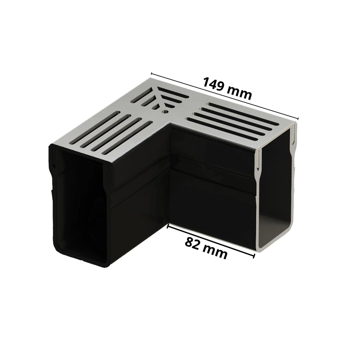 Bemaßtes Eckstück UD Pro 65 mit silber eloxiertem Rost 
#A0003397