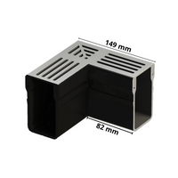 Bemaßtes Eckstück UD Pro 65 mit silber eloxiertem Rost 
#A0003397