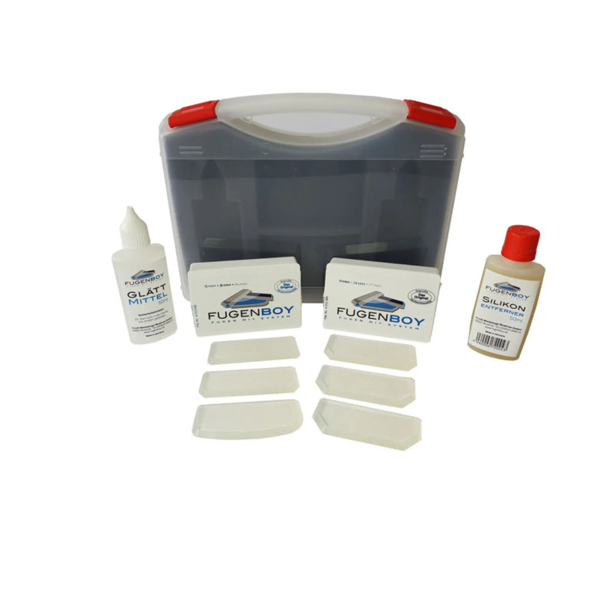 Koffer mit Fugenabziehern von Fugenbox und Silikonentferner