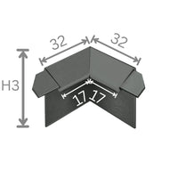 Bemaßte Innenecke Balkonwinkelprofil Tropfkante anthrazit 18mm #A0003301