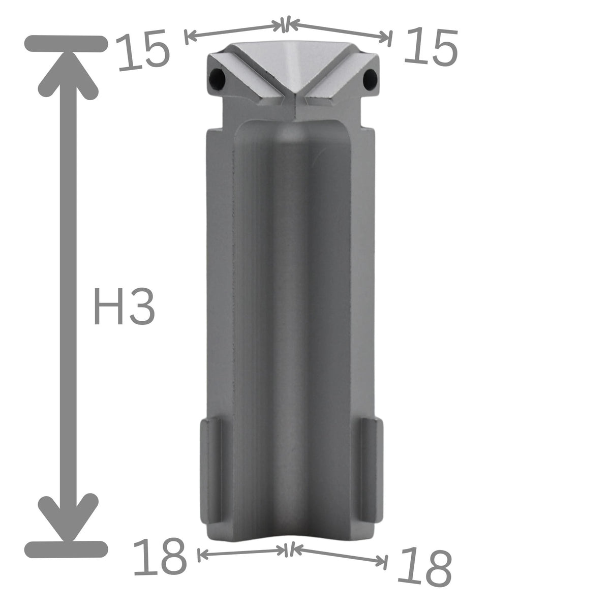 Bemaßte Innenecke Balkonwinkelprofil Tropfkante silber 60mm Blende #A0003311