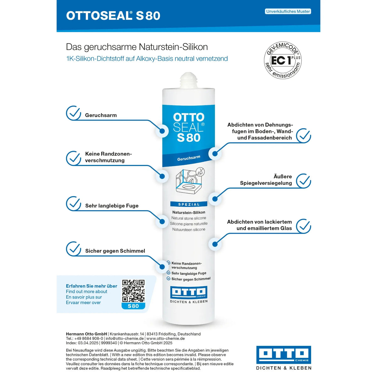 Eigenschaftskarte Ottoseal S80