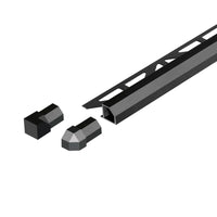 Quadratprofil 'Diamant' Aluminium schwarz mit dreieckig gestanztem Schenkel und Eckstücken