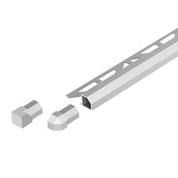 Quadratprofil 'Diamant' Aluminium silber mit dreieckig gestanztem Schenkel & passende Eckstücke