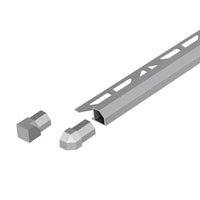 Quadratprofil 'Diamant' Aluminium betongrau mit dreieckig gestanztem Schenkel und Eckstücken