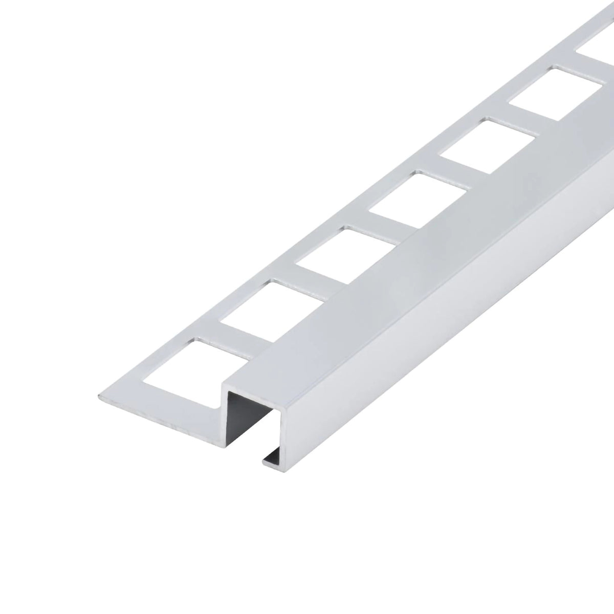 Quadratprofil Aluminium silber (glänzend) mit quadratisch gestanztem Schenkel