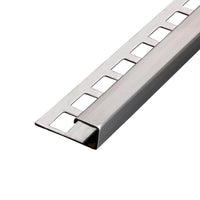 Quadratprofil Edelstahl matt feingeschliffen mit quadratisch gestanztem Schenkel