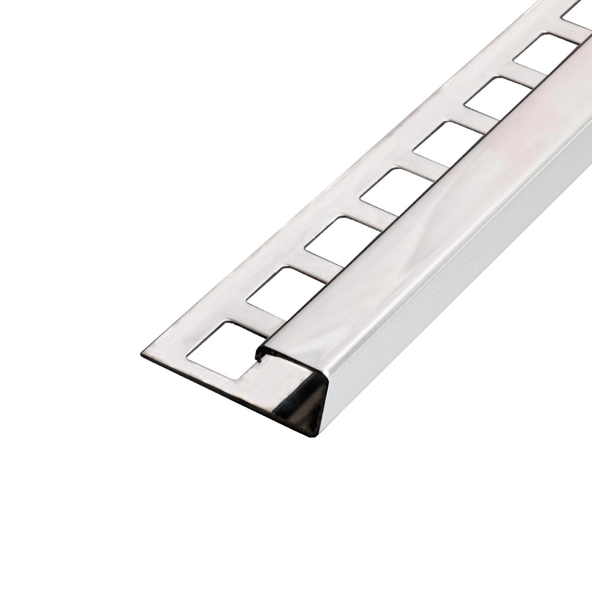 Quadratprofil Edelstahl glänzend poliert mit quadratisch gestanztem Schenkel