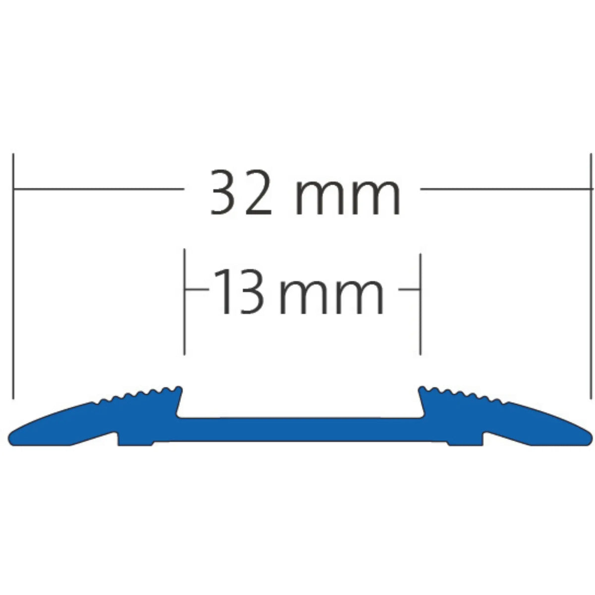 Bemaßte Zeichnung des Treppenprofil für Sicherheitseinlage mit Angabe der Breite