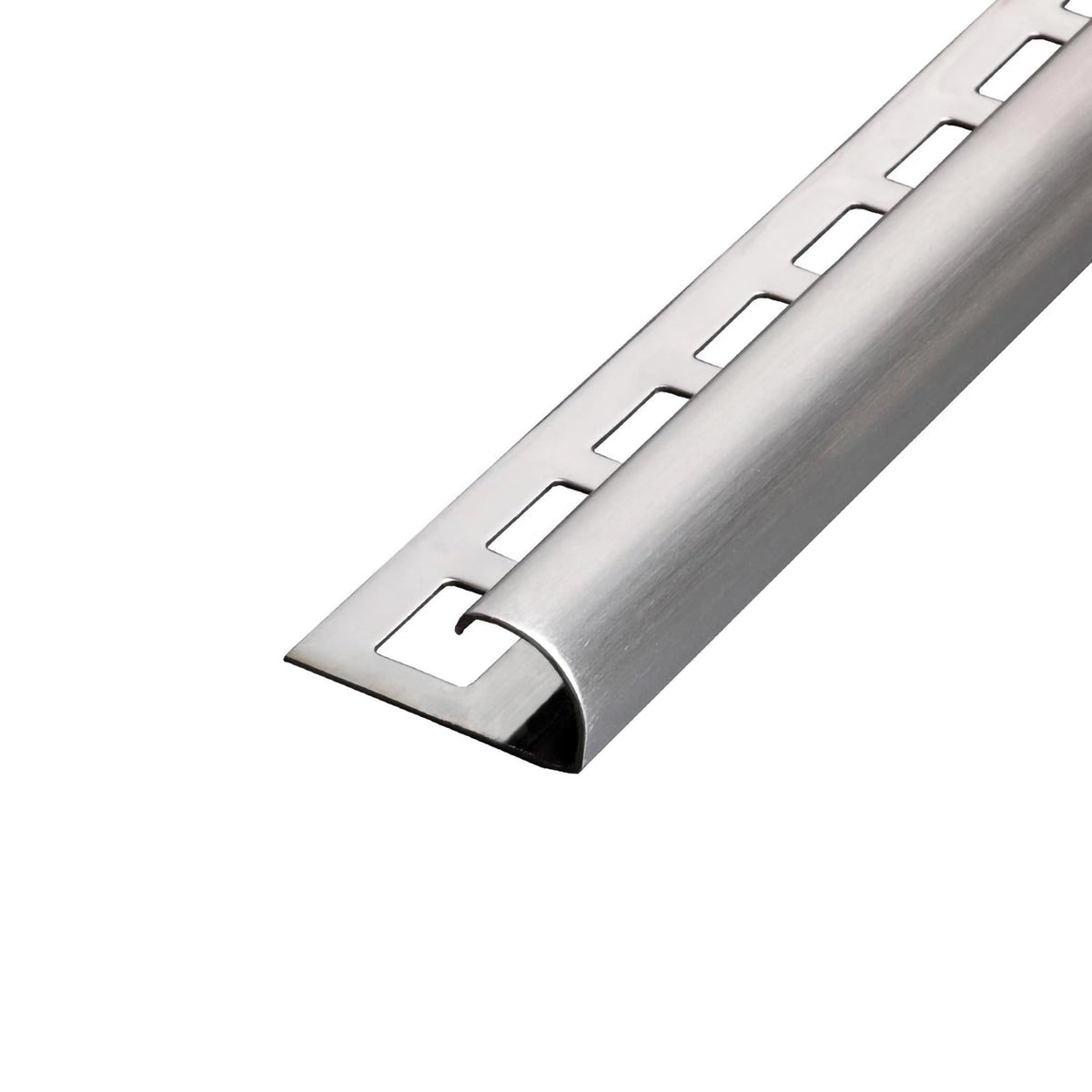 Viertelkreisprofil Edelstahl gebürstet mit quadratisch gestanztem Schenkel