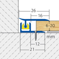 Bemaßte Zeichnung DURAL Wandanschlussprofil CLIPPER